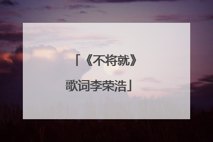《不将就》歌词李荣浩