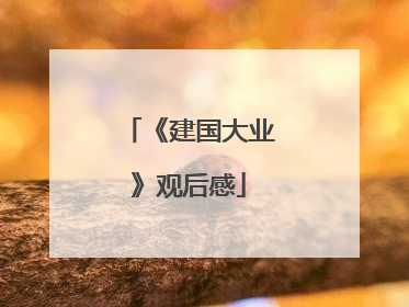 《建国大业》观后感