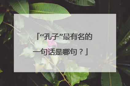 “孔子”最有名的一句话是哪句？