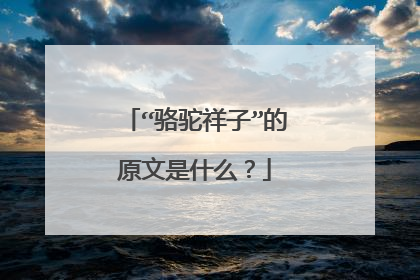 “骆驼祥子”的原文是什么？