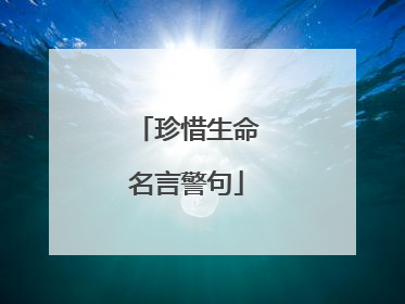 珍惜生命名言警句