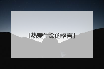 热爱生命的格言