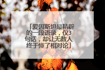 爱因斯坦最精辟的一段语录，仅3句话，却让无数人终于懂了相对论