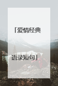 爱情经典语录短句