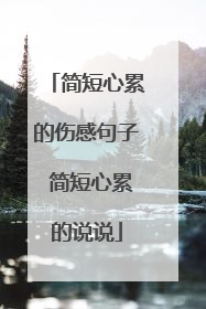 简短心累的伤感句子 简短心累的说说