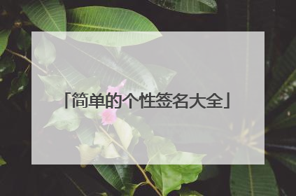 简单的个性签名大全