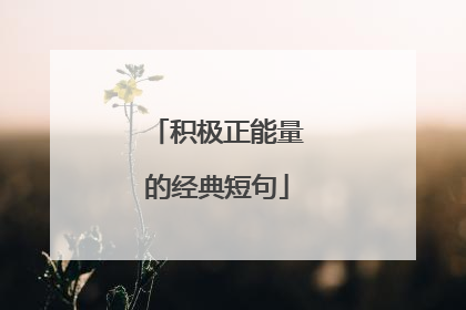 积极正能量的经典短句