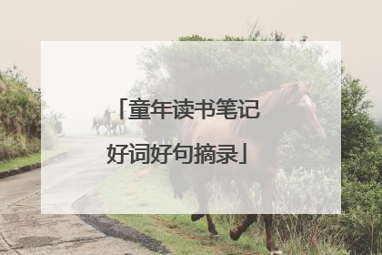 童年读书笔记好词好句摘录