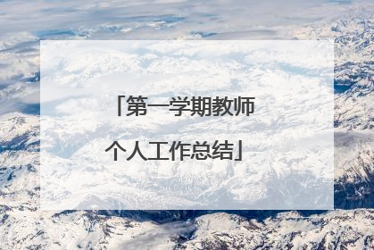 第一学期教师个人工作总结
