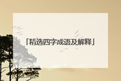 精选四字成语及解释