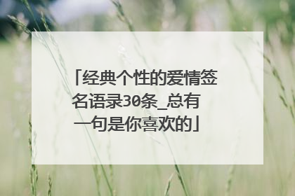 经典个性的爱情签名语录30条_总有一句是你喜欢的