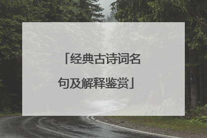 经典古诗词名句及解释鉴赏
