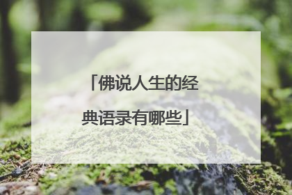 佛说人生的经典语录有哪些