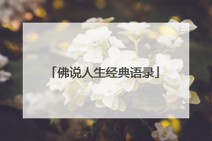 佛说人生经典语录