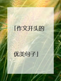 作文开头的优美句子