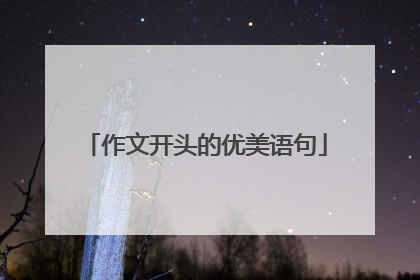作文开头的优美语句