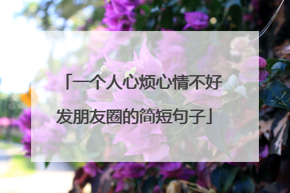 一个人心烦心情不好发朋友圈的简短句子
