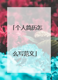 个人简历怎么写范文