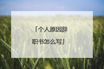 个人原因辞职书怎么写