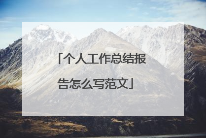 个人工作总结报告怎么写范文
