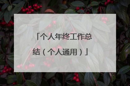 个人年终工作总结（个人通用）