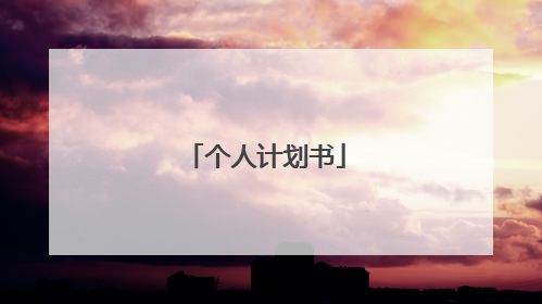 个人计划书