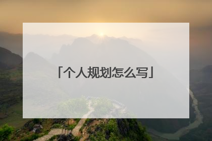 个人规划怎么写