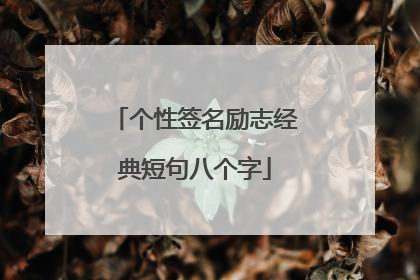 个性签名励志经典短句八个字