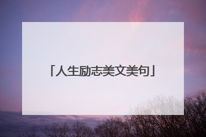 人生励志美文美句