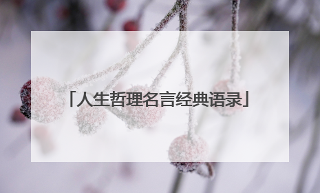 人生哲理名言经典语录