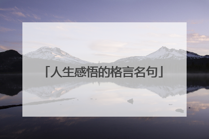 人生感悟的格言名句