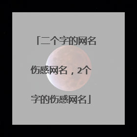 二个字的网名伤感网名，2个字的伤感网名