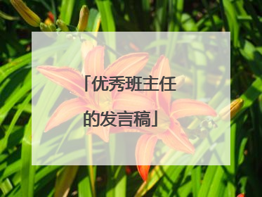 优秀班主任的发言稿