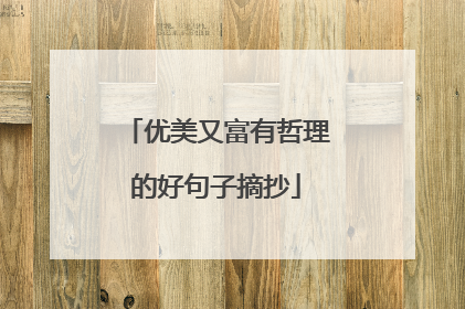 优美又富有哲理的好句子摘抄