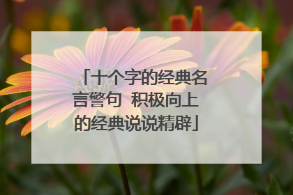 十个字的经典名言警句 积极向上的经典说说精辟