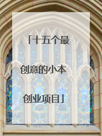 十五个最创意的小本创业项目