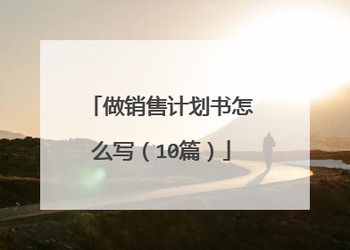 做销售计划书怎么写（10篇）