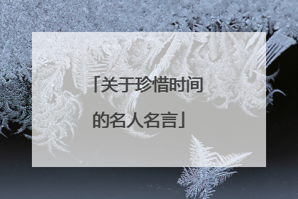 关于珍惜时间的名人名言