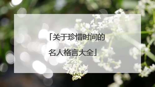 关于珍惜时间的名人格言大全