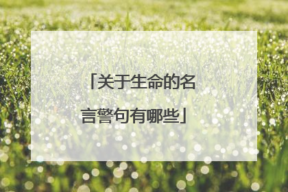 关于生命的名言警句有哪些