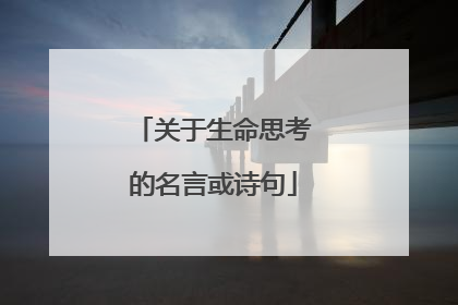 关于生命思考的名言或诗句