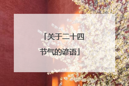 关于二十四节气的谚语