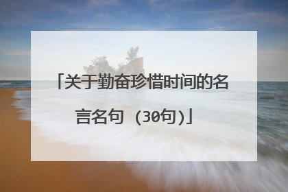 关于勤奋珍惜时间的名言名句 (30句)