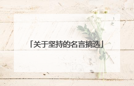 关于坚持的名言摘选