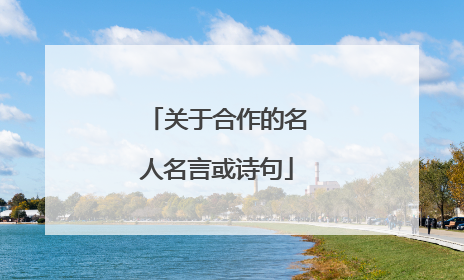 关于合作的名人名言或诗句