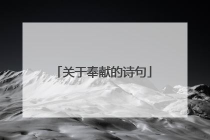 关于奉献的诗句
