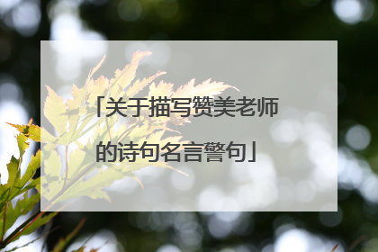 关于描写赞美老师的诗句名言警句