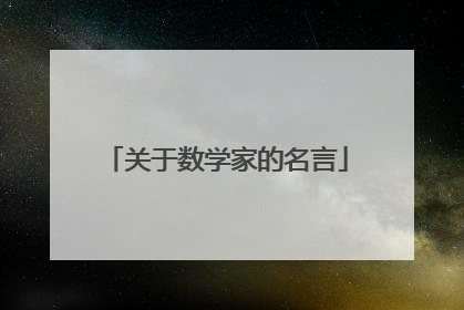 关于数学家的名言