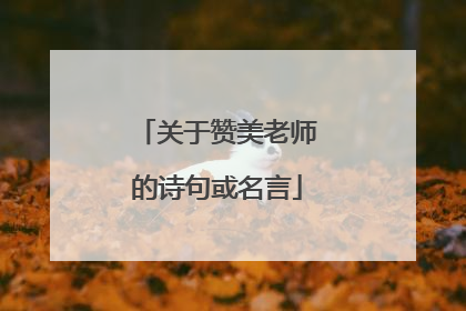 关于赞美老师的诗句或名言