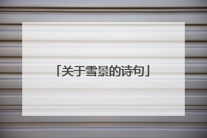 关于雪景的诗句